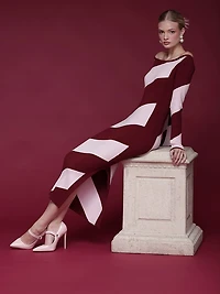 Off-The-Shoulder Midi Sweater Dress