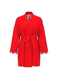 Chiffon & Lace Short Robe