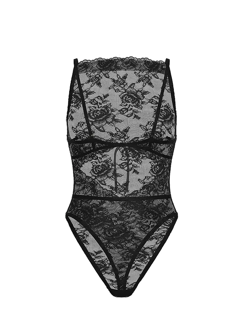 Rose Lace Shimmer High-Neck Teddy