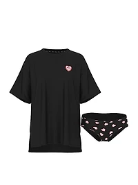Cotton Side-Slit Tee & Panty Set