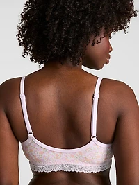 Cotton Unlined Lace-Trim Scoop Bralette