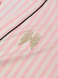 Signature Satin Short Piped Robe