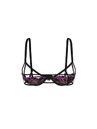 Cherry Pop Embroidery Unlined Peekaboo Demi Bra