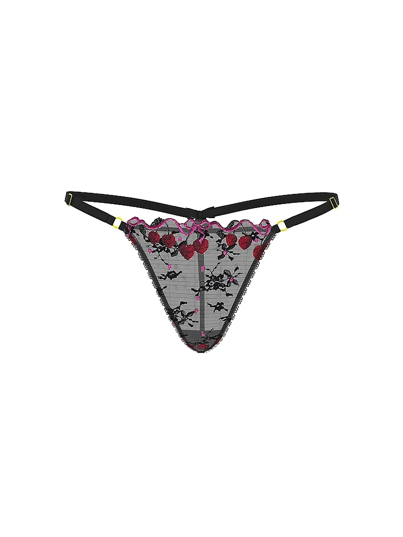 Cherry Pop Embroidery Adjustable V-String Panty