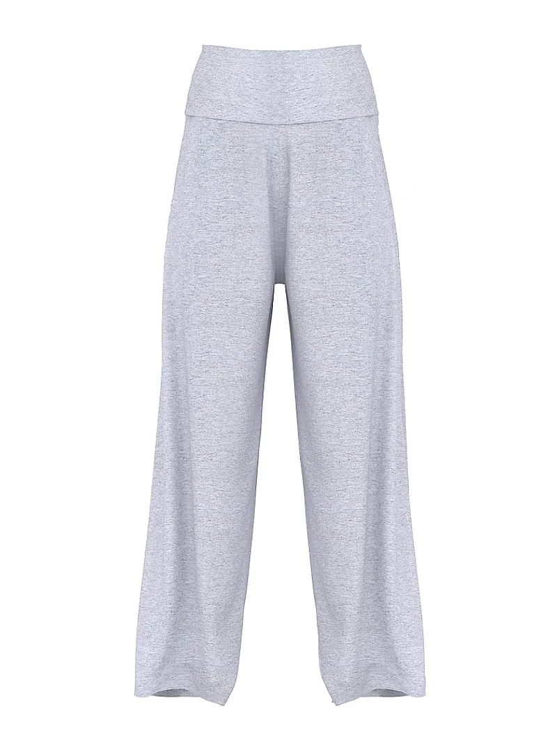 All-Day Cotton Foldover Wide-Leg Pants