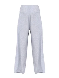 All-Day Cotton Foldover Wide-Leg Pants