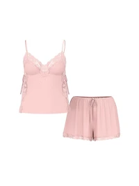 SoSoft™ Modal Ribbed Lace-Trim Cami & Shorts Set