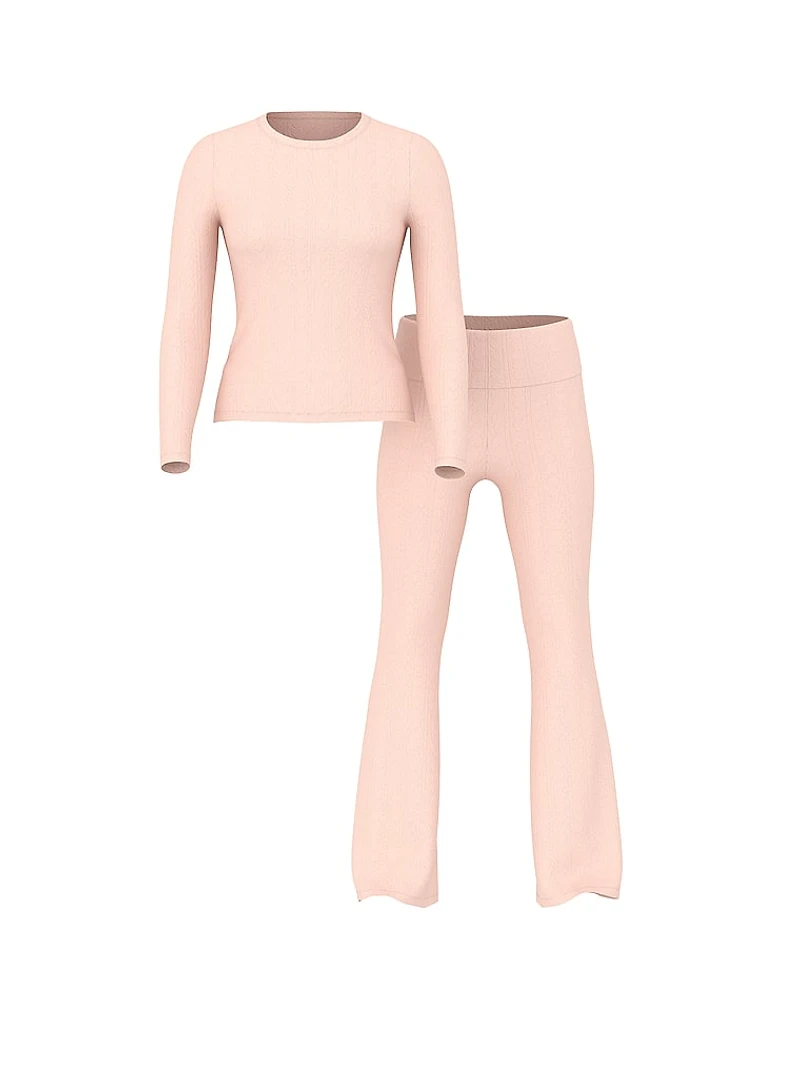 Heart Pointelle Long-Sleeve Top & Pants Set