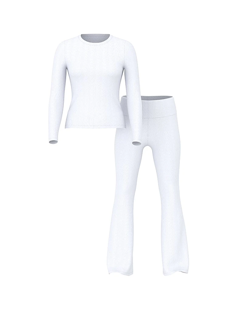 Heart Pointelle Long-Sleeve Top & Pants Set
