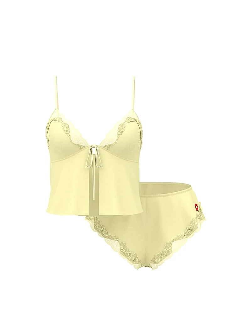 Tease Satin & Chiffon Flyaway Cami Set