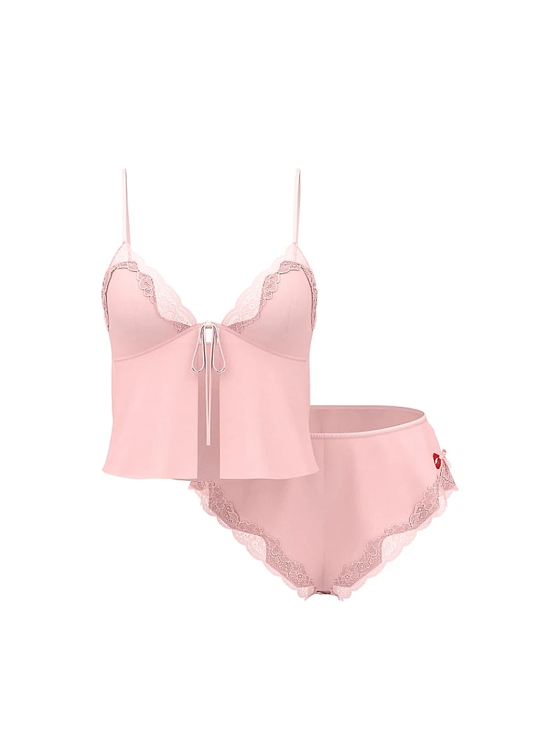 Tease Satin & Chiffon Flyaway Cami Set