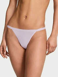 Cotton Pointelle Floral Lace-Trim String Bikini Panty