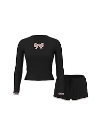 SoSoft™ Modal Bow Long-Sleeve Tee & Short Set