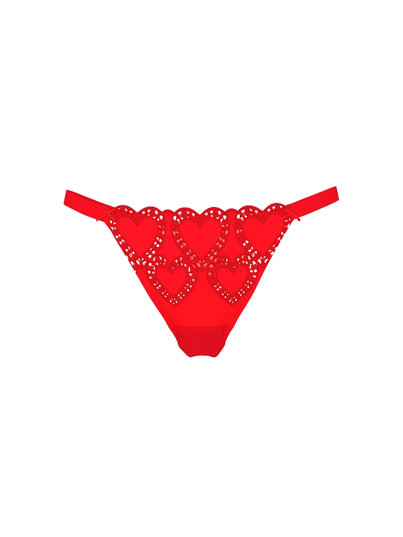 Heartbeat Embroidery Thong Panty