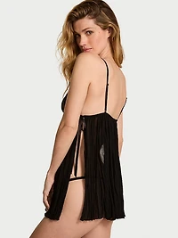 Lace Triangle Pleated Babydoll Set