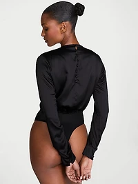 Satin Plunge Blouse Bodysuit