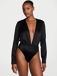 Satin Plunge Blouse Bodysuit