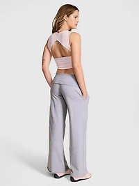 All-Day Cotton Foldover Wide-Leg Pants