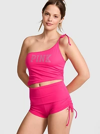 One-Shoulder Ruched Tankini Top