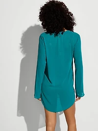 Beachwear Sheer Crinkle Tunic Dress