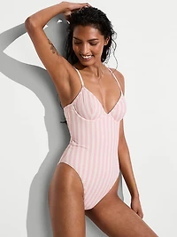 Essential Heritage Stripe Balconette Cheeky One-Piece Swimsuit