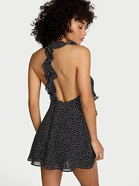 Chiffon Polka Dot Flutter Mini Dress