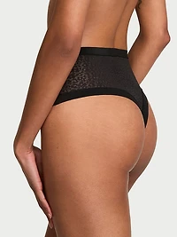 No-Show Leopard Lace High-Waist Thong Panty