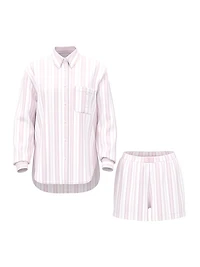 Modal-Cotton Long-Sleeve Short Pajama Set