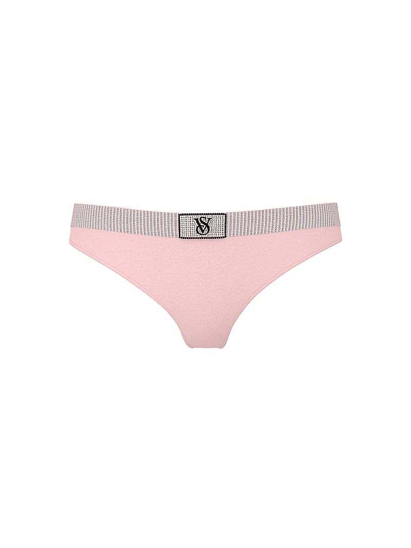 Shine-Waist Cotton Thong Panty