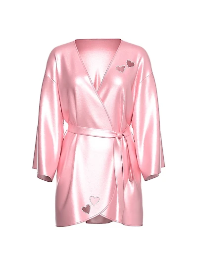 Twinkle Heart Satin Short Robe