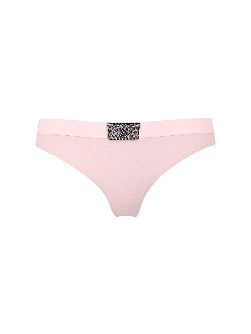 Logo Cotton Shine Patch Thong Panty
