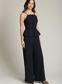 Bow-Front Peplum Wide Leg Jumpsuit