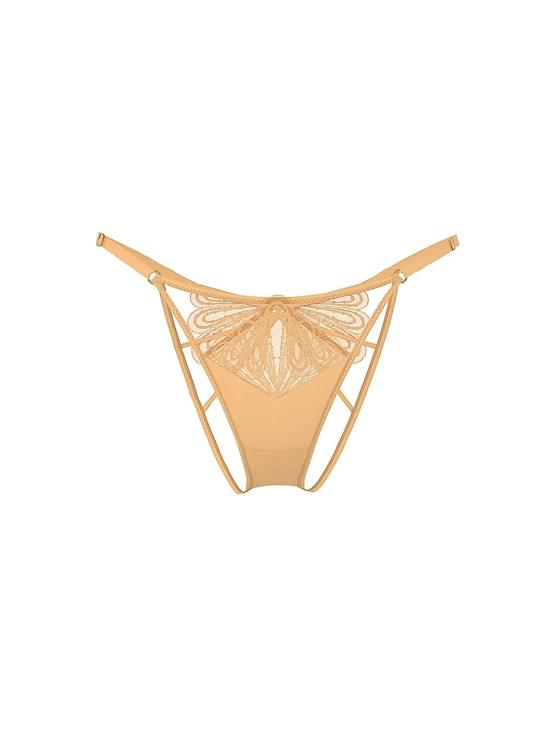 Showgirl Embroidery Adjustable Open-Back Brazilian Panty