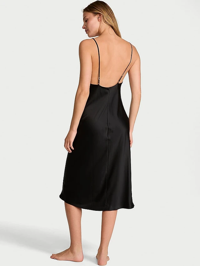 glazed satin dew drop heart slip dress VS Glazed Satin Dew Drop Heart Slip Dress