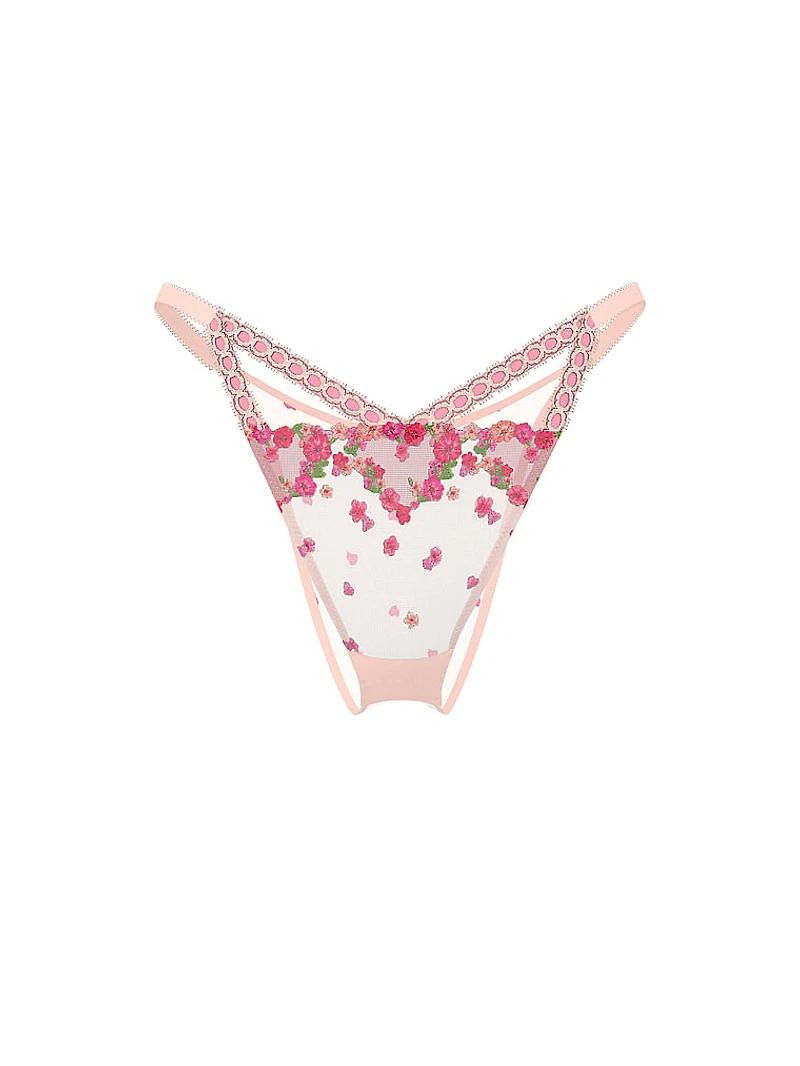 Hearts & Roses Embroidery Brazilian Panty