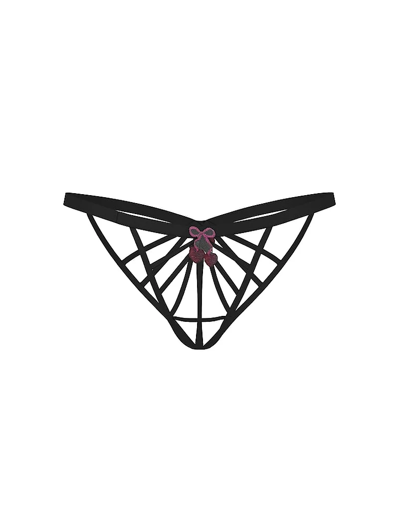 Cherry Pop Embroidery Strappy Open Bikini Panty