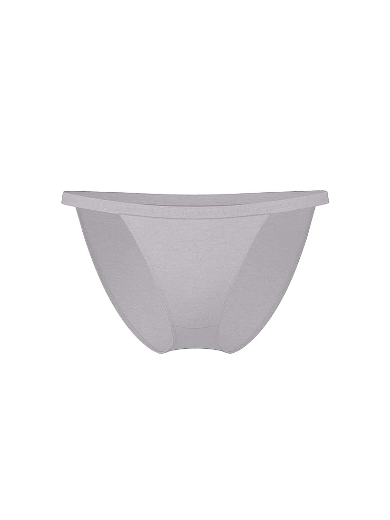 Cotton Pointelle Floral Lace-Trim String Bikini Panty