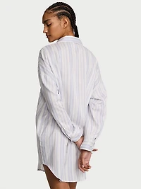 Modal-Cotton Button-Front Sleepshirt