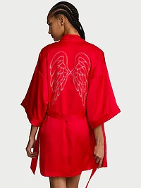 Signature Satin Short Piped Robe