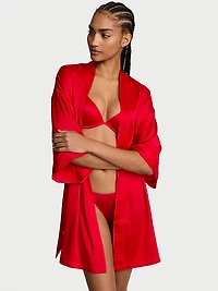 Signature Satin Short Piped Robe