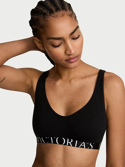 Cotton Exploded Logo Unlined Plunge Bralette