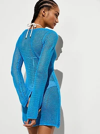 Beachwear Crochet Long-Sleeve Mini Dress
