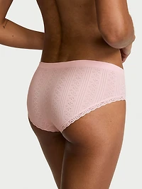 Seamless Pointelle Lace-Trim Hiphugger Panty