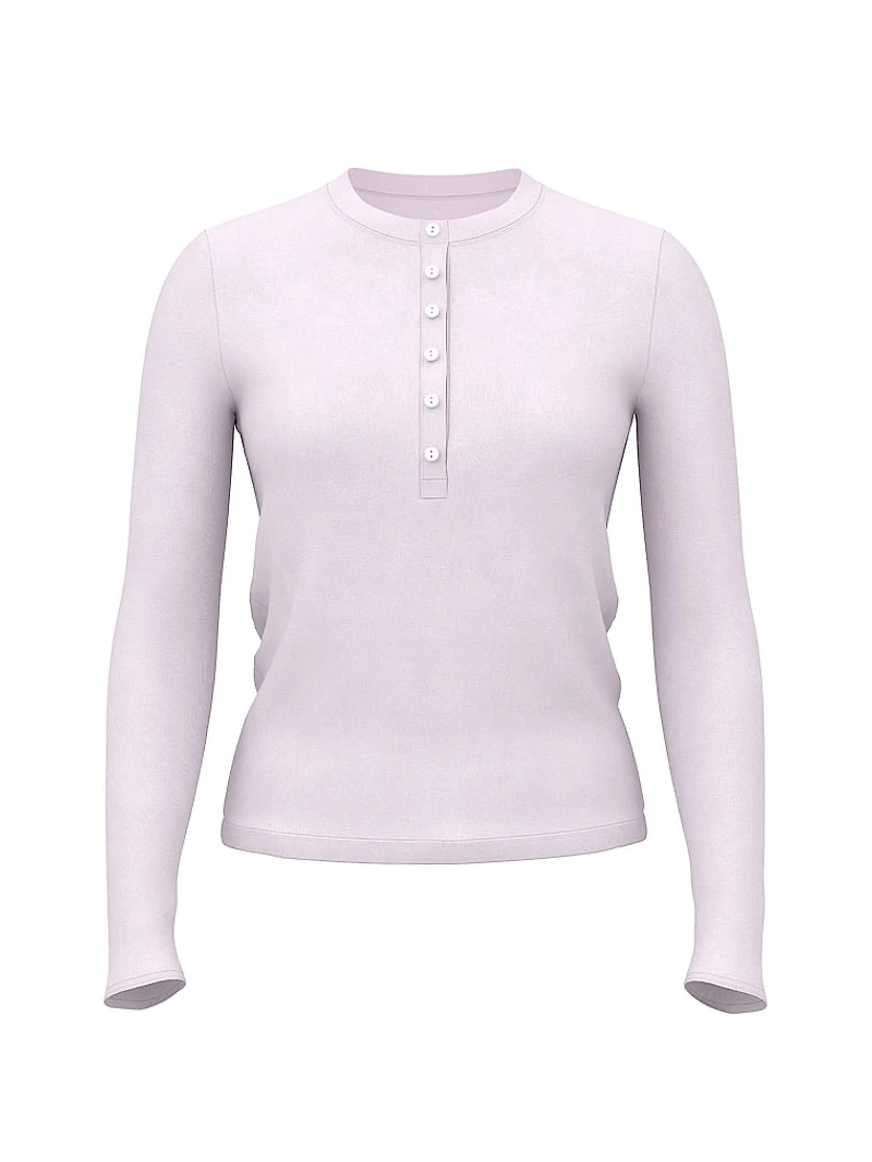 Relaxed Rib Long-Sleeve Henley Tee