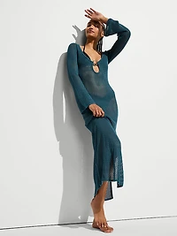 Beachwear Crochet Long-Sleeve Maxi Dress