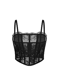 Rose Lace Shimmer Strapless Corset Top