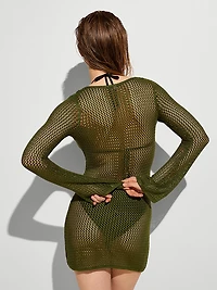 Beachwear Crochet Long-Sleeve Mini Dress