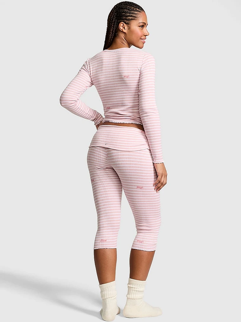 Soft Luxe Pointelle Foldover Capri Pants