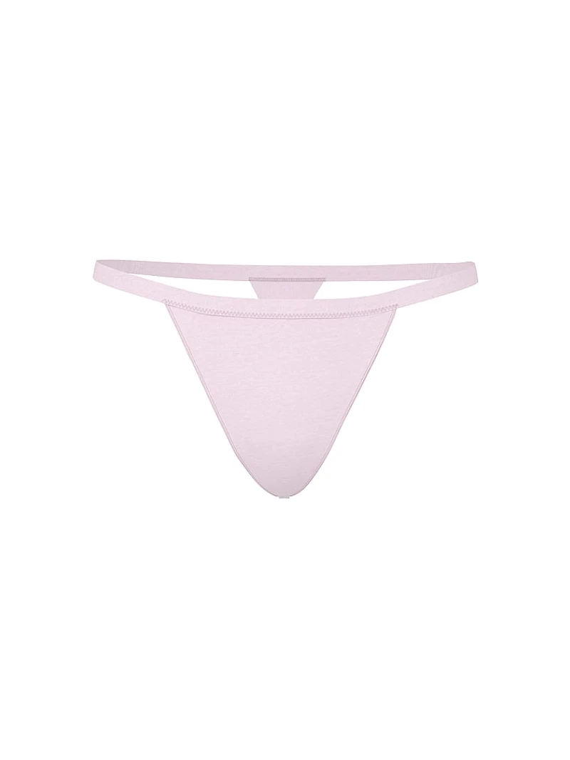 Cotton Pointelle Floral Lace-Trim V-String Panty