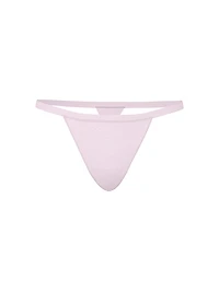 Cotton Pointelle Floral Lace-Trim V-String Panty